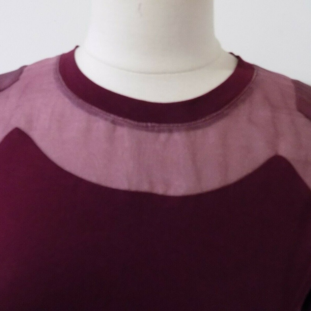 J. CREW Cranberry Short Sleeve Top with Semi-Sheer Sections, Small - Picture 3 of 4